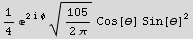 1/4 ^(2  ϕ) 105/(2 π)^(1/2) Cos[θ] Sin[θ]^2